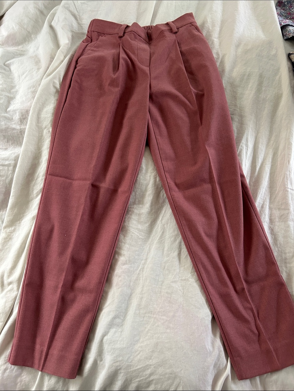 High-Waist Pleated Trousers - Dusty Rose LOFT